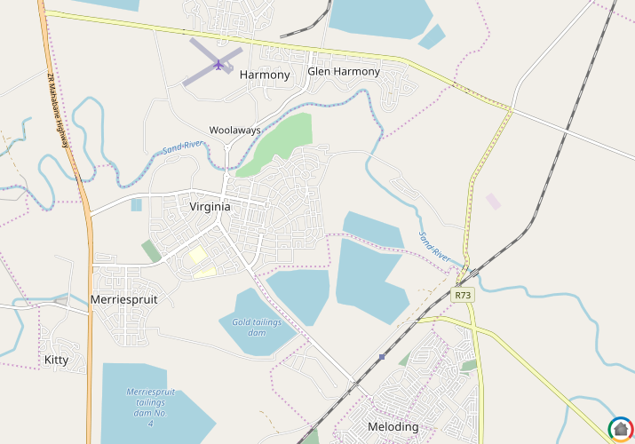 Map location of Virginia - Free State